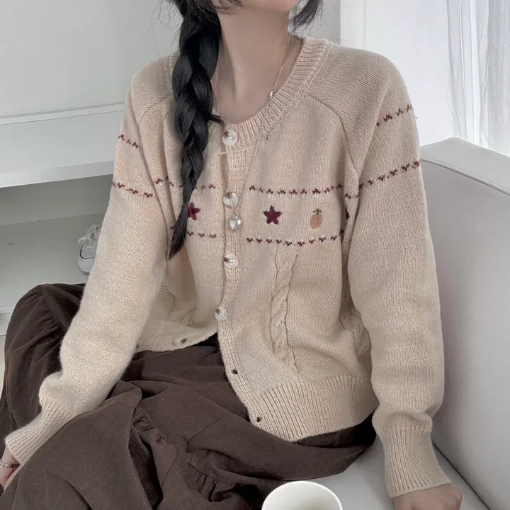 주문폭주🔥 [러블리~🧸/도토리🌰] 빈티지 자수 꽈배기 케이블 가디건 봄 가을 겨울 니트 상세 이미지 17