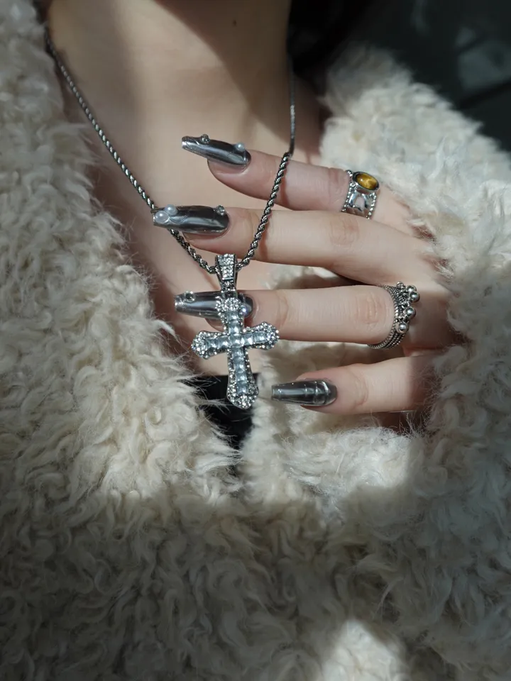 [s.steel/3color] bold cubic cross necklace | 볼드 큐빅 십자가 목걸이 상세 이미지 21