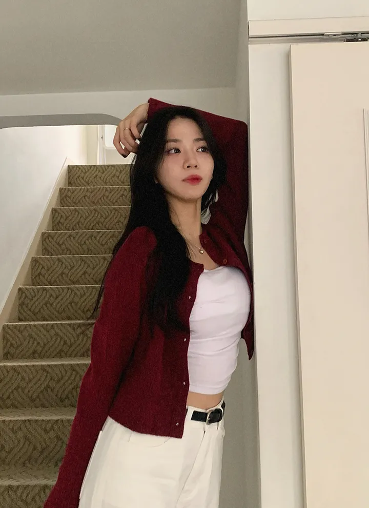 1+1할인🐰[루즈핏🤍] 베리 골지 라운드넥 가디건 상세 이미지 10