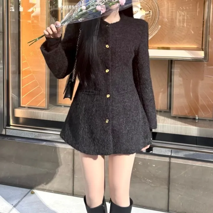 [코트겸원피스💗] 보들보들 연말룩 앙고라 하프 자켓 코트 원피스 상세 이미지 19