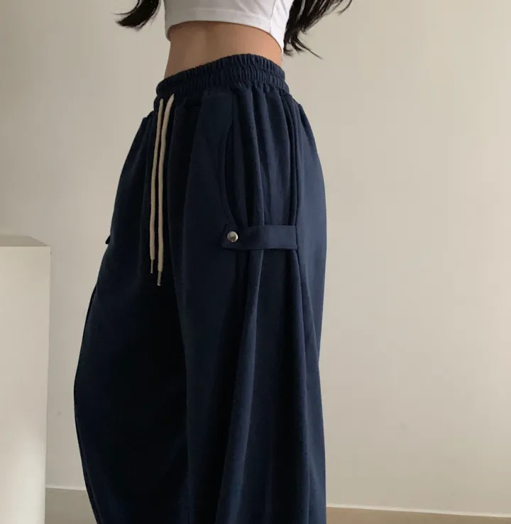 Made [봄컬러추가/🤍숏,롱!] 비어 사이드스냅 비죠, 버튼 롱와이드 트레이닝 추리닝 밴딩팬츠 - 12color 상세 이미지 32