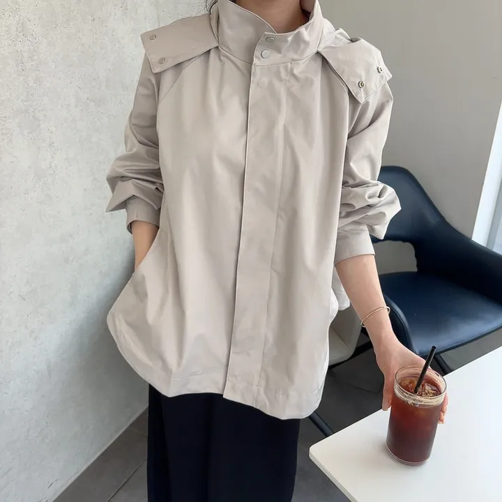 간절기 루즈핏 A라인 후드 바람막이 점퍼 상세 이미지 3