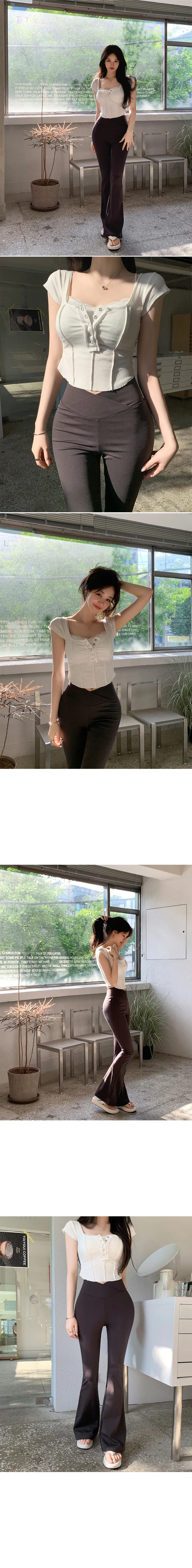 꾸안꾸 언발 랩 오비 슬림 레깅스 부츠컷 팬츠 상세 이미지 6