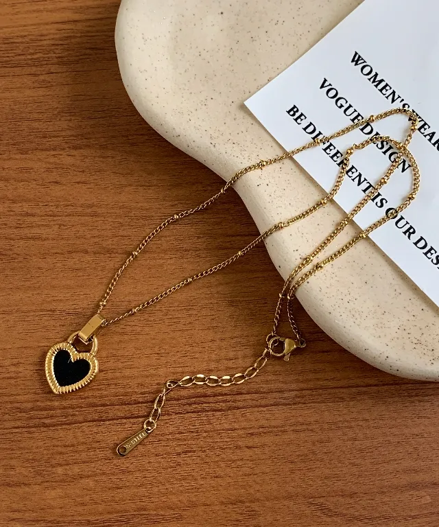 [1+1/써지컬] Pearl Heart Necklace  펄 하트 목걸이 써지컬 스틸 심플 고급스러움 상세 이미지 4