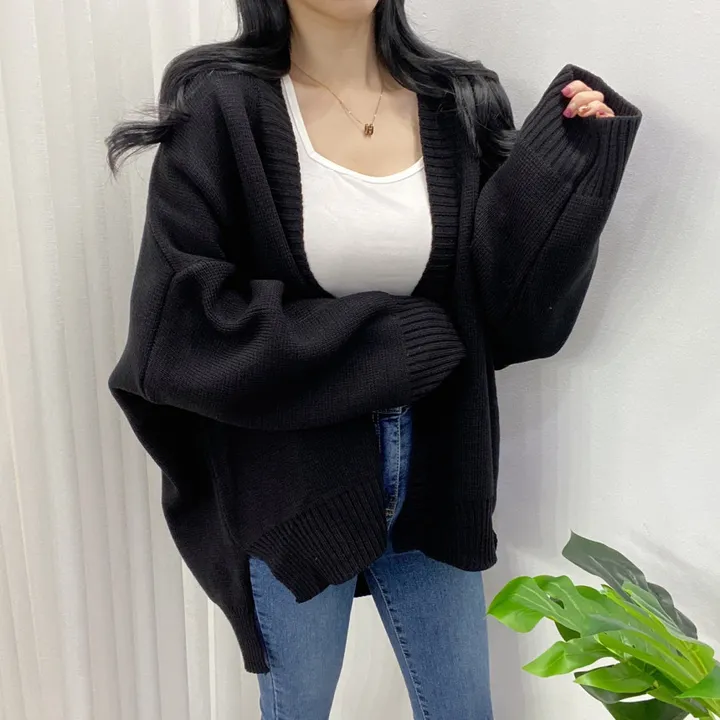 🚀당일발송-레드/블랙🚀[고퀄/데일리룩] 봄🌸 가을 디얼 터크 언발 오버핏 니트 가디건 상세 이미지 46