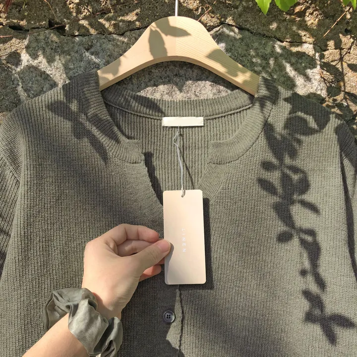 [린넨15%] 부드럽게 착- 반팔 린넨 가디건 / 하찌 넥트임 버튼 반팔티 상세 이미지 2