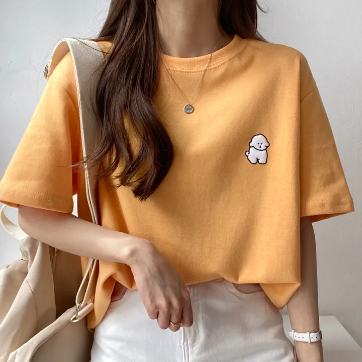 [묶음 할인/꾸안꾸] 귀여운 흰둥이 패치 반팔티 5color 상세 이미지 37