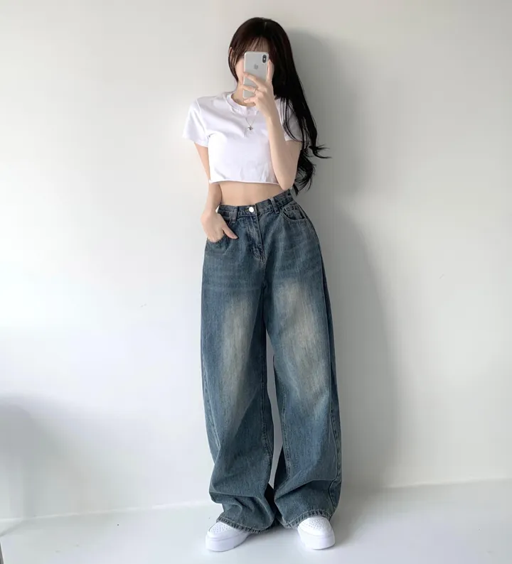 당일출발🚀[핏보장🖤/숏&롱,XL~] 카시오 빈티지 워싱 사이드 핀턱 하이웨스트 롱 로우 와이드 데님 팬츠 바지 청바지 키작녀 키큰녀 빅사이즈 상세 이미지 26