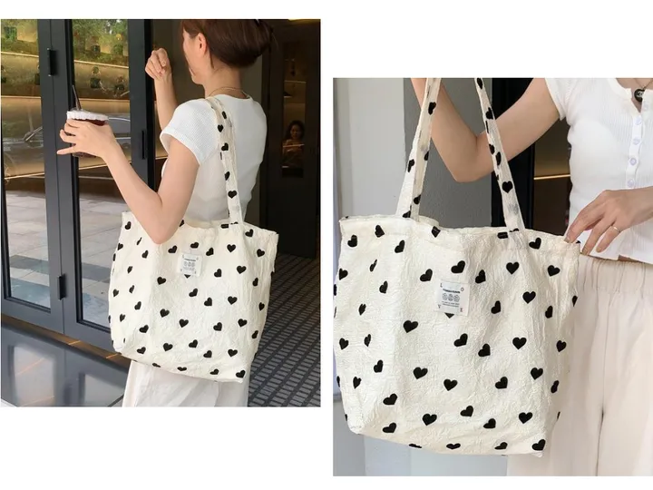 세아마켓 하트 은은펄 에코백 끈파우치 보조가방 천가방 상세 이미지 5