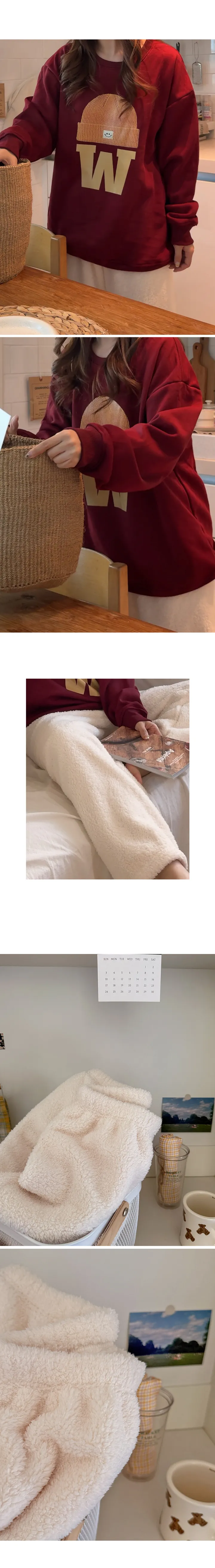 ❄️겨울신상👖 당일발송 버닌 스트라이프 무지 극세사 겨울 커플 긴바지 맨투맨 파자마 팬츠 세트 3color 상세 이미지 10