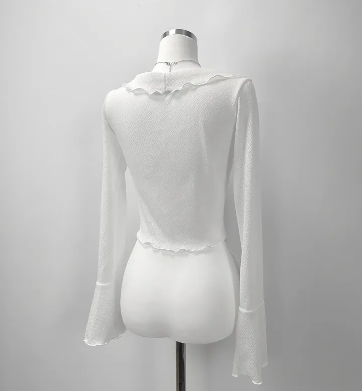 ruffle ribbon lace cardigan 러플 리본 레이스 가디건 (봄가디건, 러블리, 프릴, 니트가디건, 슬림핏, 여리여리) 상세 이미지 31