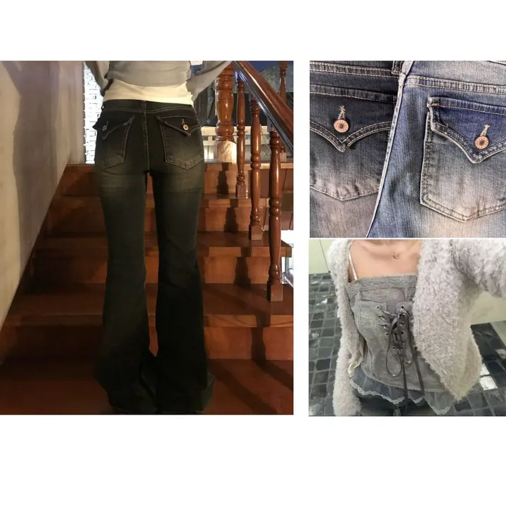 카리나 빈티지  포켓 포인티 청바지 Karina Vintage Glam Pocket Flare Denim 상세 이미지 3
