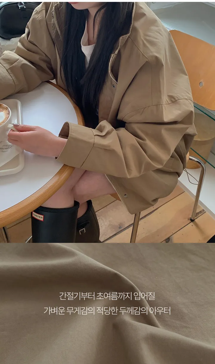 [봄야상💌] 마린 남녀공용 오버핏 배색 워크 야상 자켓 - Jk 상세 이미지 3