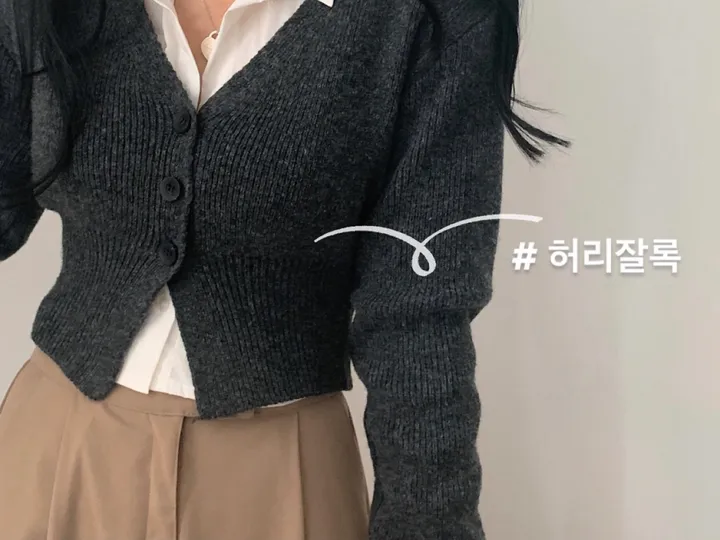 [허리잘록~] 모네 보카시 크롭 니트가디건 - 4color 상세 이미지 4
