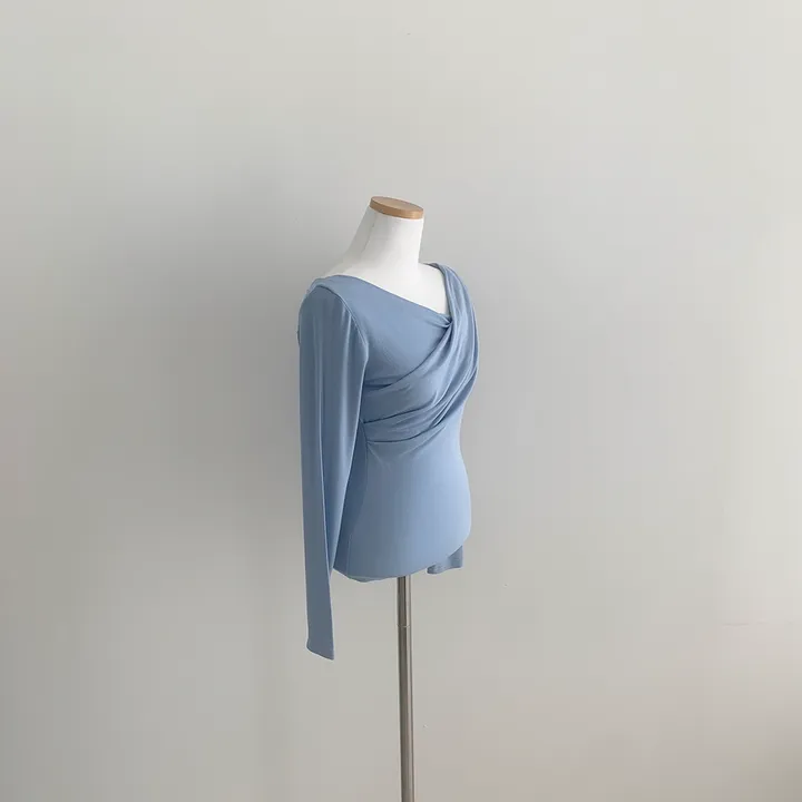 [🚀당일발송🚀]💗MADE💗 글램 촉촉 셔링 오프숄더 슬림 티셔츠 5color 상세 이미지 51