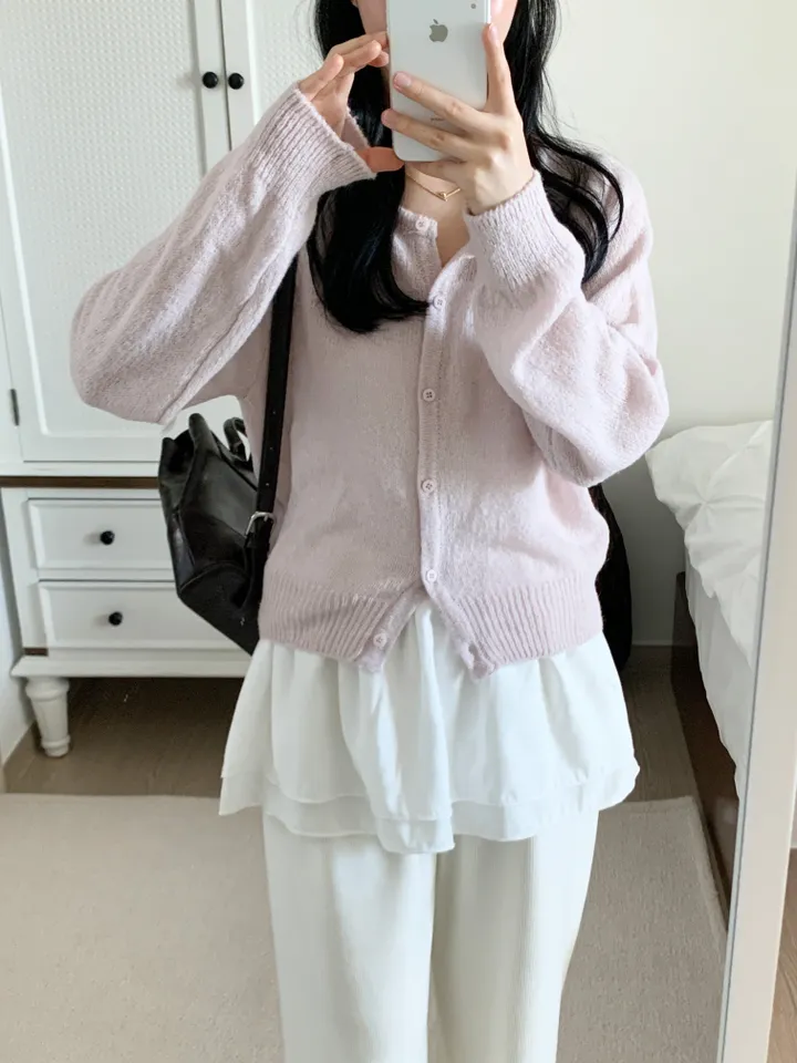 [보송/여리핏☁️] 바스 모헤어 가디건 (5color) 봄가디건/여름옷/데일리룩/데이트룩/벚꽃/나들이룩/핑크/니트/피크닉룩 상세 이미지 13