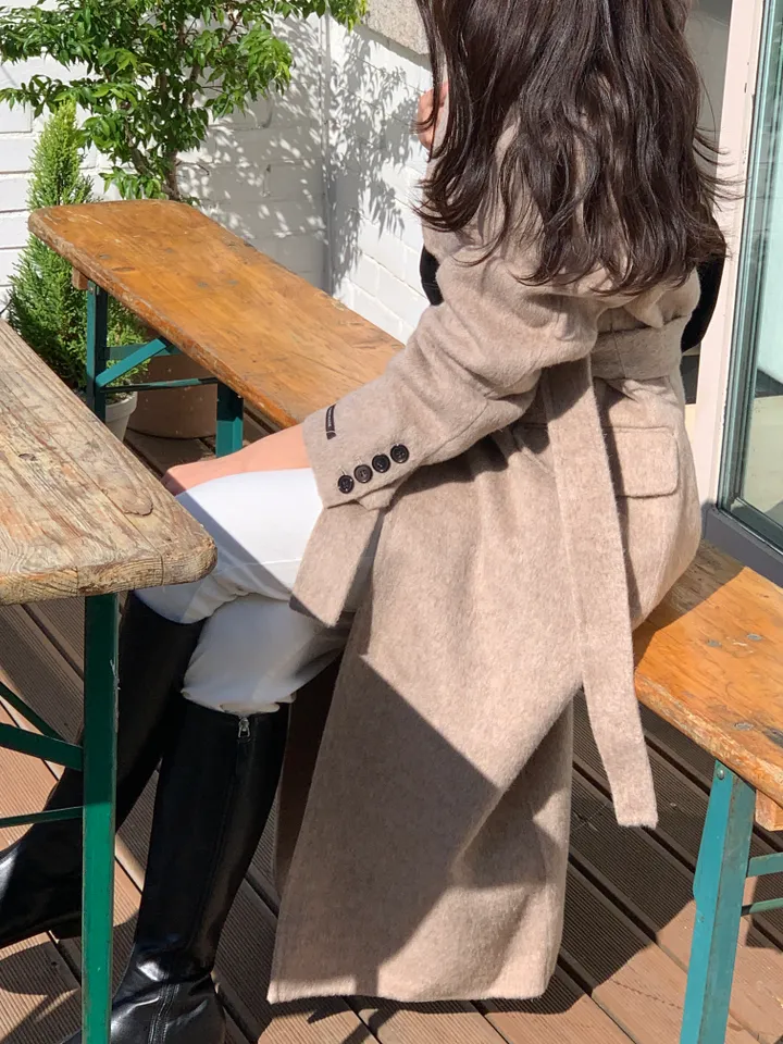 [브랜드퀄/부드럽고 가벼워요/강추💟] *알파카85,울15* 알파카 일자핏 울 핸드메이드 코트 상세 이미지 16