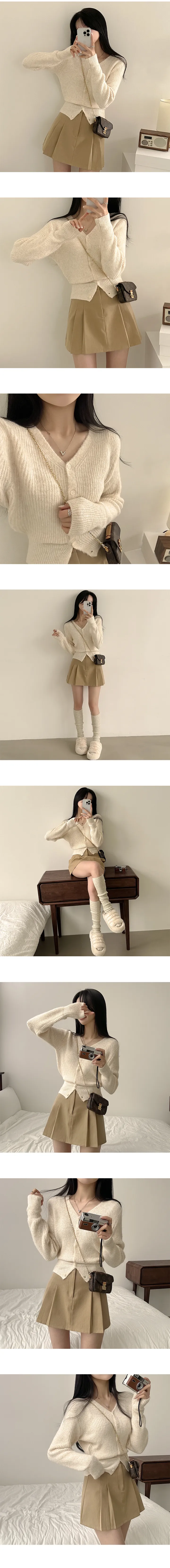 [도톰,울소재!/허리잘록~] 손등덮는 여리핏, 캐시 울 알파카 골지 브이넥 긴팔 니트가디건 (5color) 상세 이미지 3