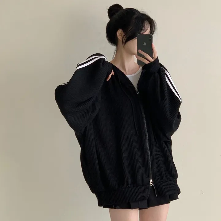 [-120/간절기필수소장💛] 골지 투웨이 오버핏 트랙 라인 후드집업 3c 상세 이미지 18
