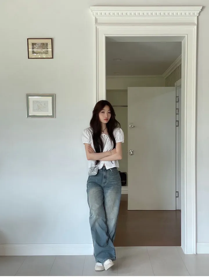 (롱&숏/S,M,L)컴포터블 뒷밴딩 빈티지 워싱 와이드 데님 롱팬츠 2color 상세 이미지 31