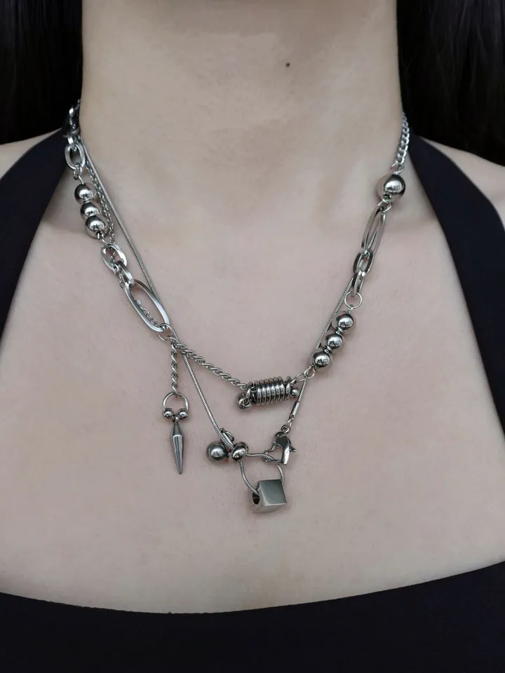 [써지컬] chic drop necklace | 미니멀 시크 드롭 뱀줄 목걸이 상세 이미지 18
