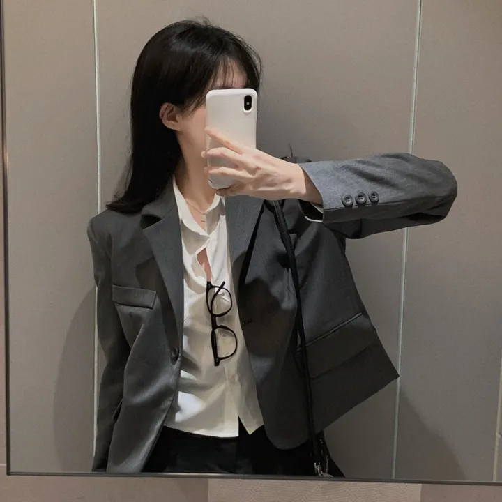 [봄자켓 종결!/🌸신상!]으른핏 클래식 원버튼 카라 포켓 베이직 숏자켓 상세 이미지 20