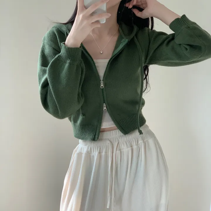 [아방핏🌈/7color] 레인보우 도톰 투웨이 크롭 니트 후드집업 가디건 도톰가디건 가디건 상세 이미지 9