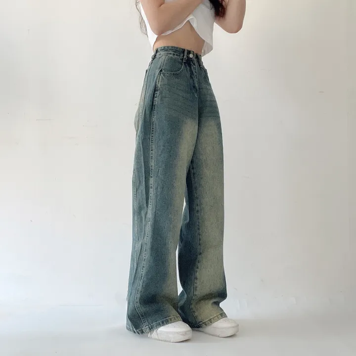 골반보정/색감깡패❣️빈티지 핀턱 폴딩 와이드 워싱 데님 롱팬츠 3color 상세 이미지 11