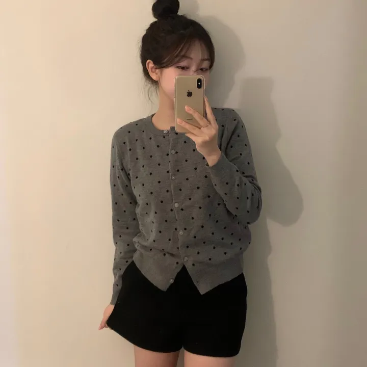 [고퀄ver🖤] 도트 라운드 배색 가디건 - 2color 상세 이미지 14