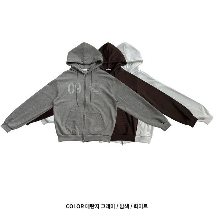 [UNISEX] 나인 레터링 투웨이 후드 집업 (3color) 상세 이미지 2