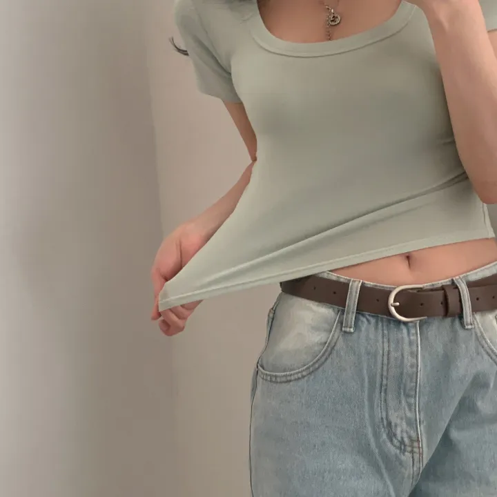 [파스텔🤍/MADE] 보장된핏, 옆셔링 스퀘어넥 반팔 크롭티셔츠 - 8color 상세 이미지 47