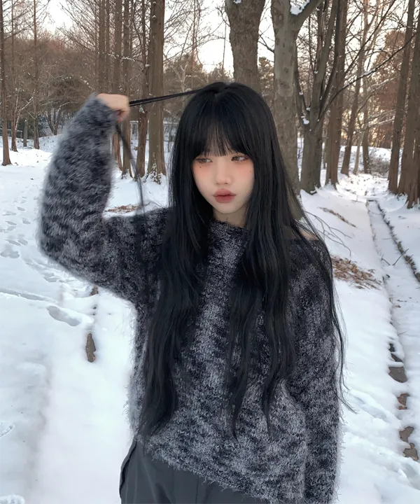 플라이 앙고라 니트 티