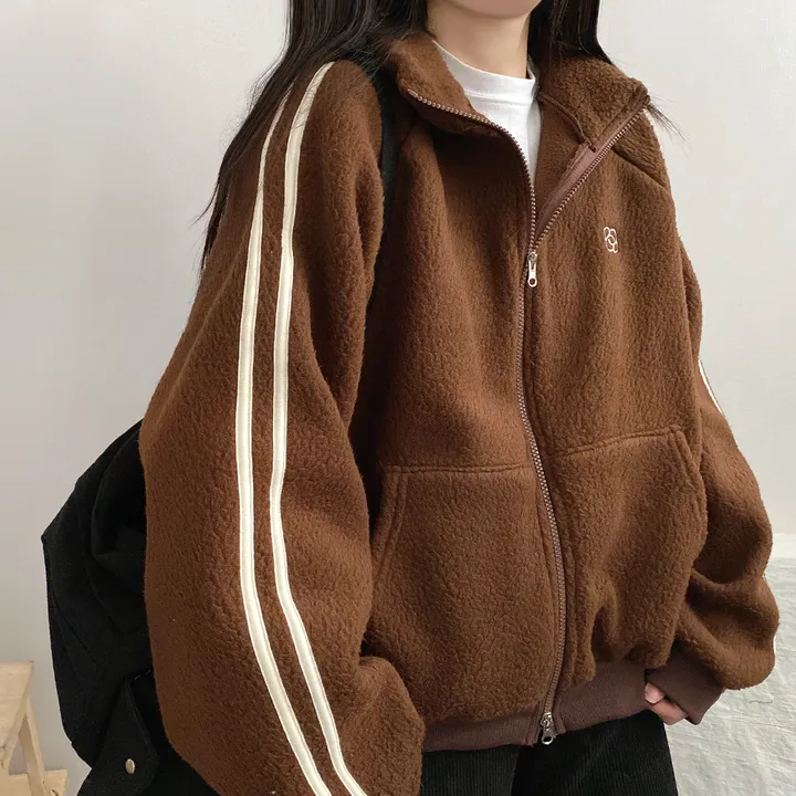 겨울*[포근/따뜻데일리!] 로지 양털뽀글이 두줄져지 투웨이 후리스 집업점퍼 4color 상세 이미지 15