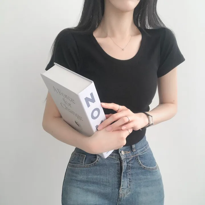 최저가🚚당일출고🚚[2개묶음할인/필수템] 넥들뜸X 부드러움, 깔끔 유넥 옆셔링 크롭 반팔 티셔츠 상세 이미지 26
