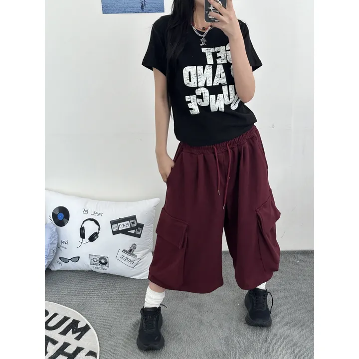 [UNISEX]마일드 루즈 스트링 빅 포켓 카고 버뮤다 드레이닝 와이드 트레이닝 팬츠(3color) 상세 이미지 34