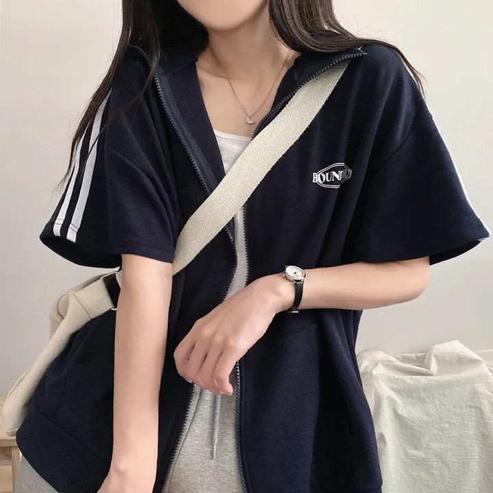 봄여름*[편안한/넉넉핏!] 져지 스포티 바운더리 오버핏 아노락 반팔 투웨이 집업 3color 상세 이미지 12