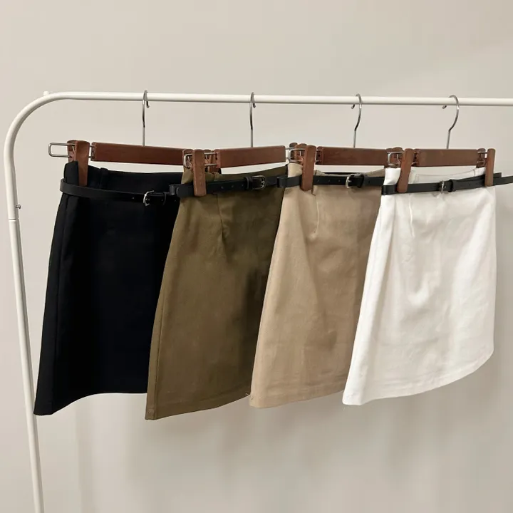 [벨트 SET] 미우 베이직 미니스커트 / 치마 속바지O 데이트룩 하객룩 나들이룩 모던 봄 스커트 미니멀 상세 이미지 23