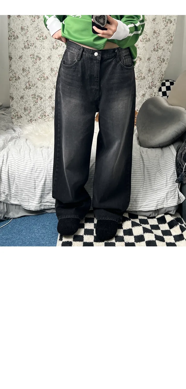 sand washing denim wide pants 상세 이미지 11