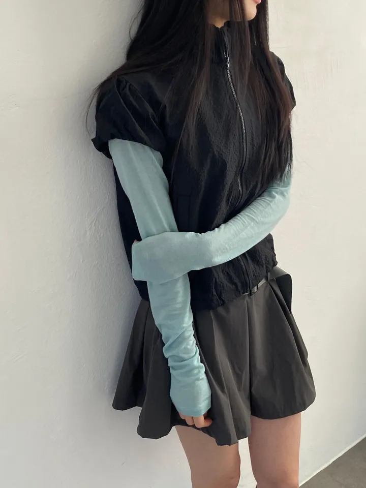 3일만할인[자체제작🍑국내고퀄/러블리룩📸] 시어서커 퍼프 셔링 반목 바람막이 상세 이미지 28