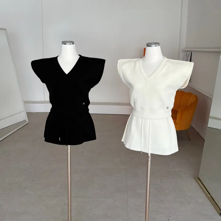 프로스 내추럴 베스트&치마바지 세트  *미니,숏,투피스,브이넥,캡소매,트임,밴딩 상세 이미지 3