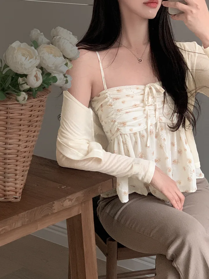 [나시+가디건세트] best 💘 히핑 cardigan + 플라워프릴나시 blouse set 상세 이미지 31