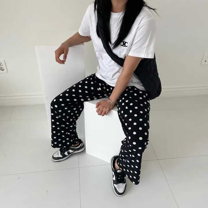 [와이드핏/시원한원단] 도트패턴 땡땡이 밴딩팬츠 냉장고바지 유니크룩 / 여름 여름옷 홈웨어 여름바지 바캉스룩 마실룩 밴딩통바지 상세 이미지 30
