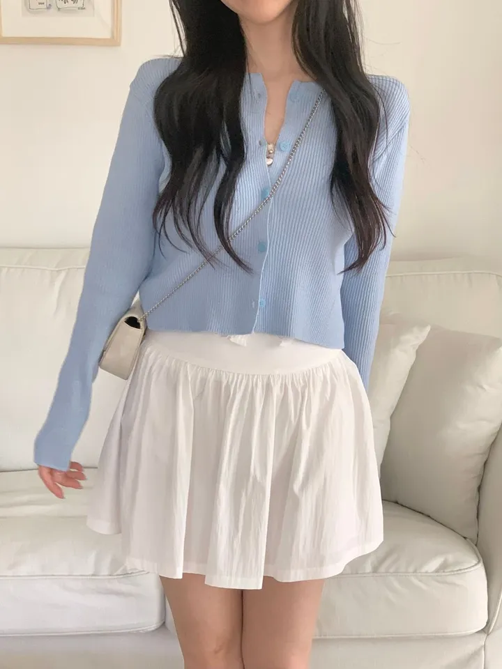 레이 여름 린넨 골지 크롭 라운드 긴팔 가디건 (9color) [ 봄 여름 살안타템 데일리룩 기본 베이직 ] 상세 이미지 35