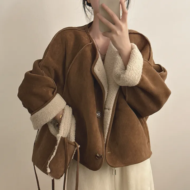 [양털안감/가방set] 유연소재,귀여움! 스웨이드 무스탕 자켓 2color 상세 이미지 12