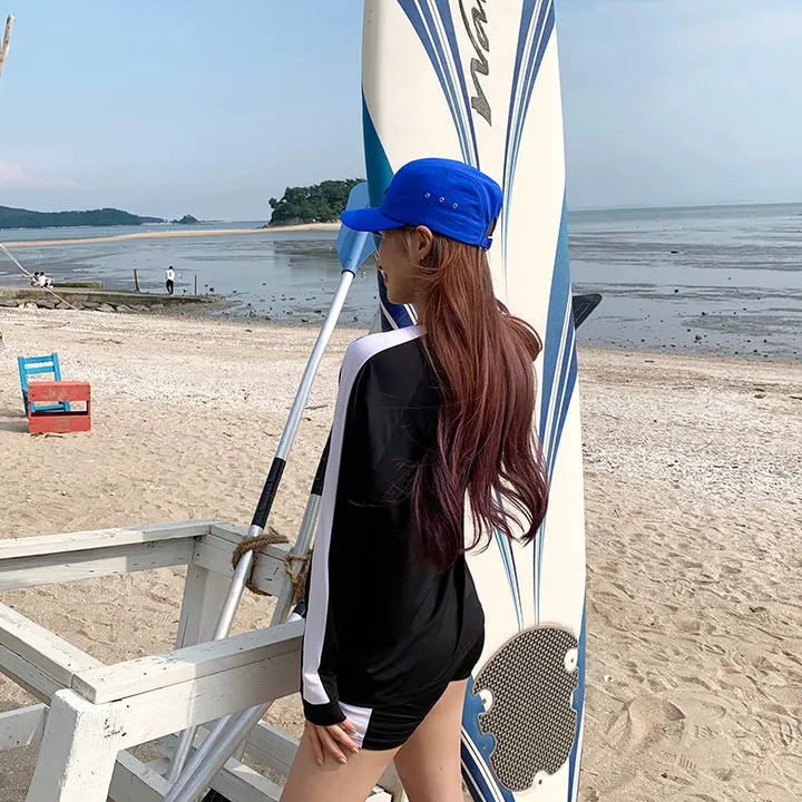 박시 배색 래쉬가드 비치웨어 ❤️리뷰1등 오버핏 체형보정 커버업 수영복 여름 물놀이 바캉스 워터밤 비키니 레쉬가드 바캉스룩 여름옷 오버핏래쉬가드 상세 이미지 11