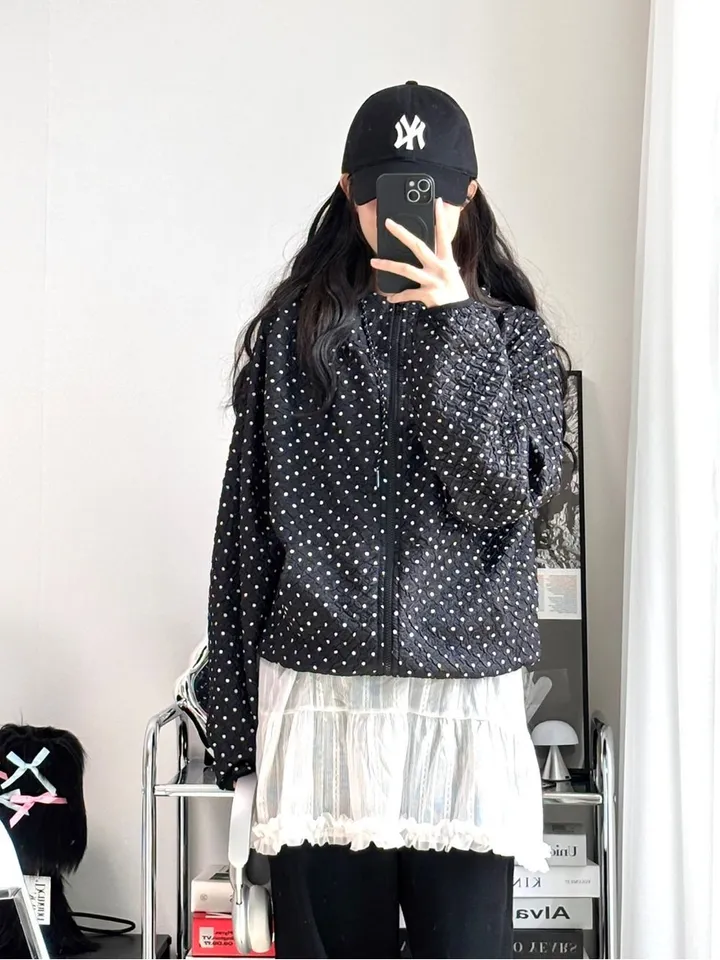 💝인기아우터💝주문폭주[봄아우터] 엔티JP 엠보 도트 후드 집업 /떙땡이/바람막이/봄/여름/아우터/얇은집업 - 2color 상세 이미지 22