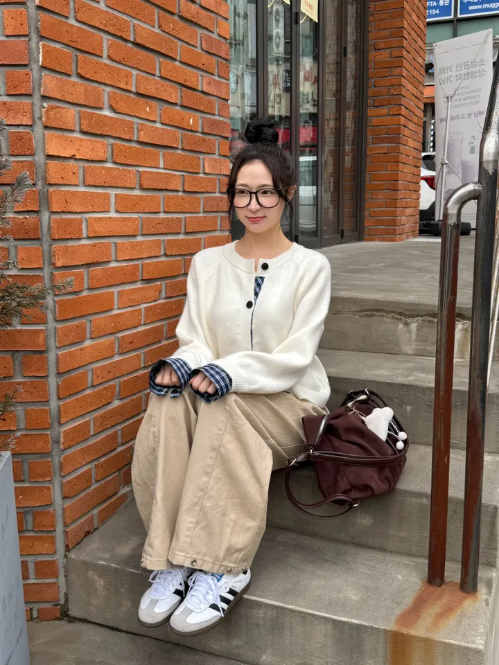 [5color/개강룩] 체크 배색 니트 가디건 상세 이미지 8