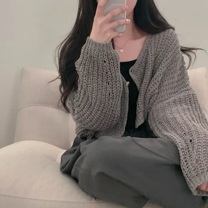 [아방🤍/new신상!]누가봐도 아방핏, 왕크롭 썸머 린넨 부클 원버튼 루즈핏 가디건 상세 이미지 43
