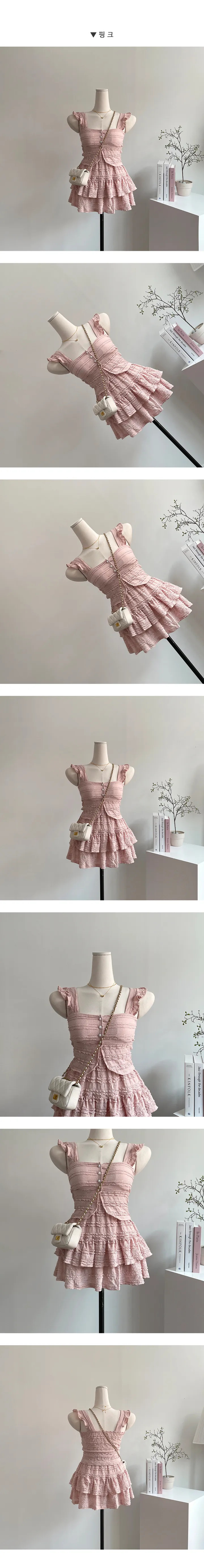 [2pc셋업/하이틴!/러블리!] 메이 캡내장 프릴 미니 셔링  나시+치마바지 썸머 투피스 세트 (3color) 상세 이미지 6