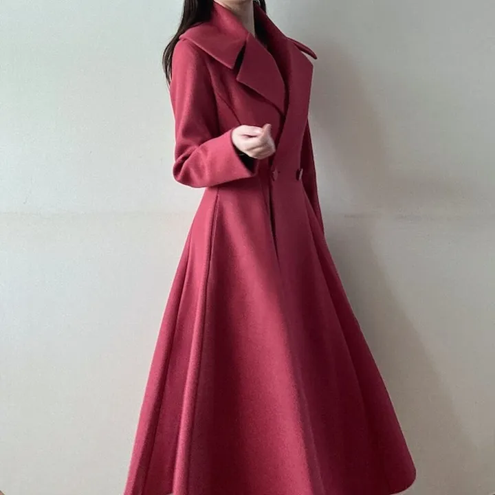*누빔안감* 오닉 핀턱 플레어 롱코트 (2color) / 하객룩 데이트룩 오피스룩 면접룩 상견례룩 파티룩 연말룩 상세 이미지 6